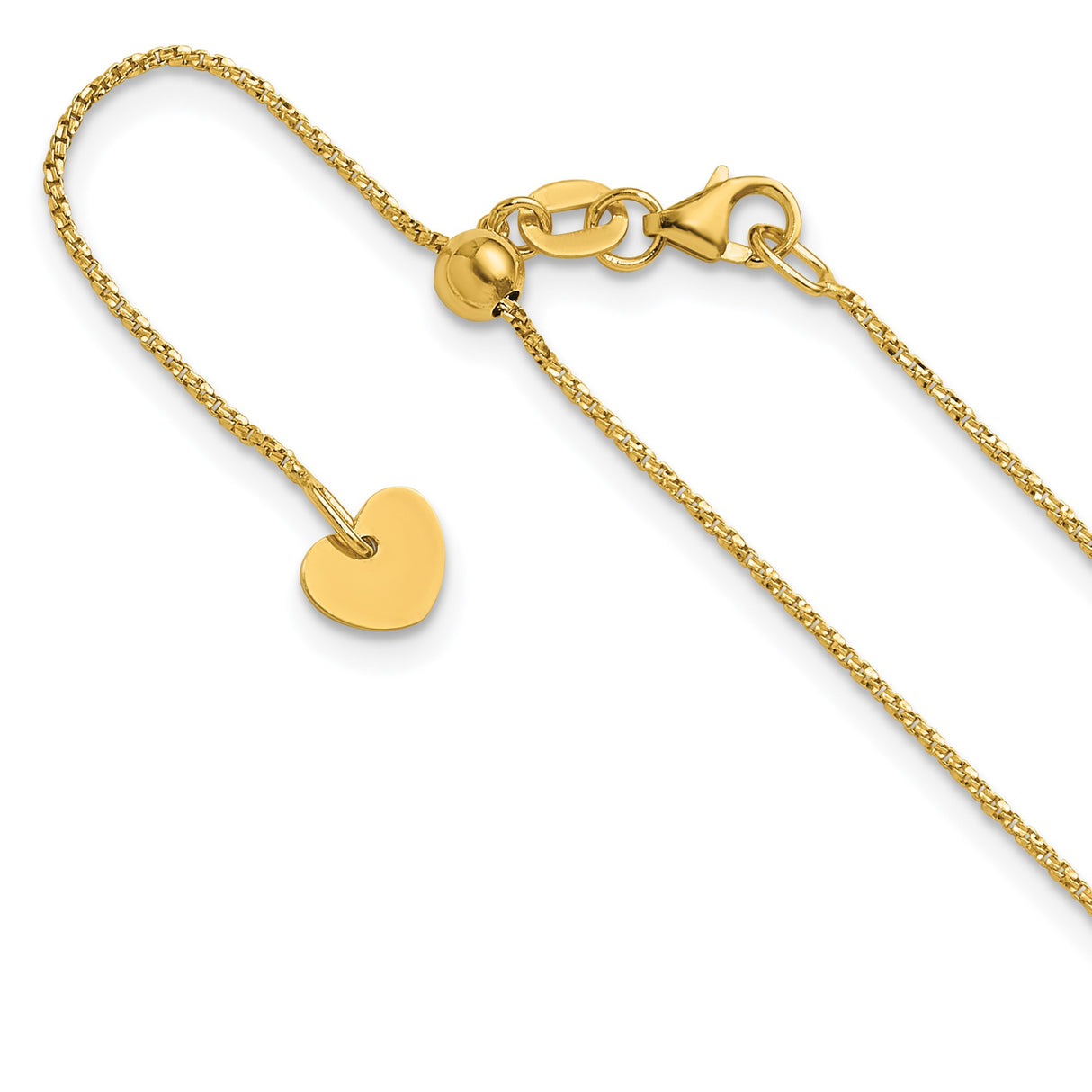 14K Yellow Gold 0.9 mm Box Chain Necklace, Polished detail view
