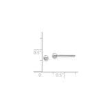 14k White Gold Straight Barbell Earring with Polished Ball Ends, Unisex Minimalist Style