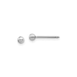 14k White Gold Straight Barbell Earring with Polished Ball Ends, Unisex Minimalist Style