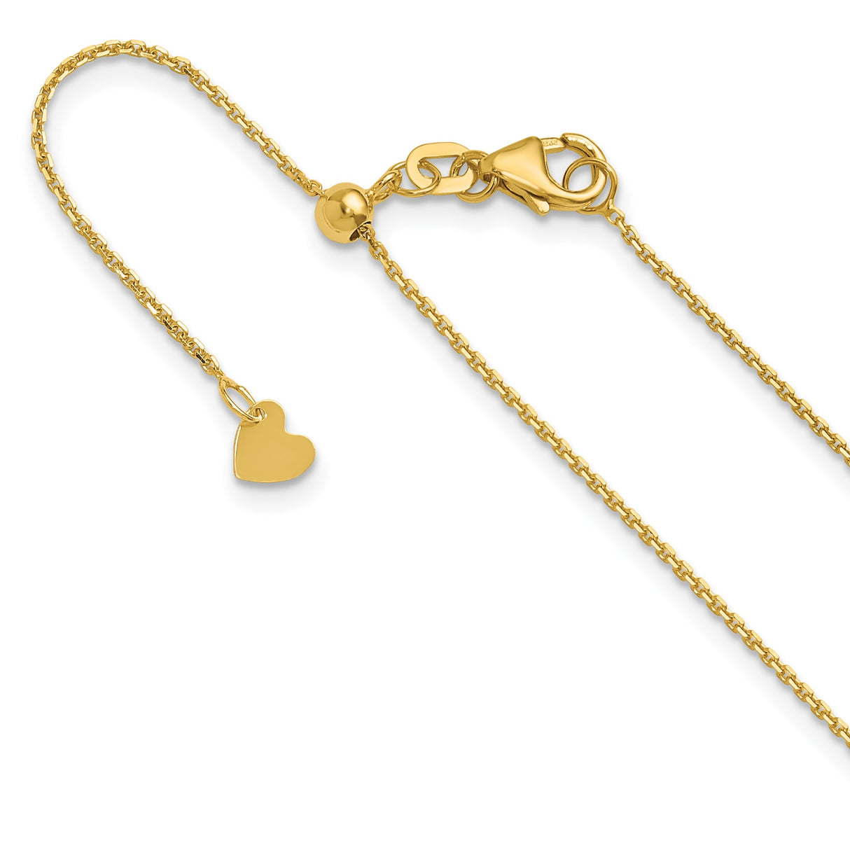 14K Yellow Gold 1.1 mm Polished Chain Necklace detail view
