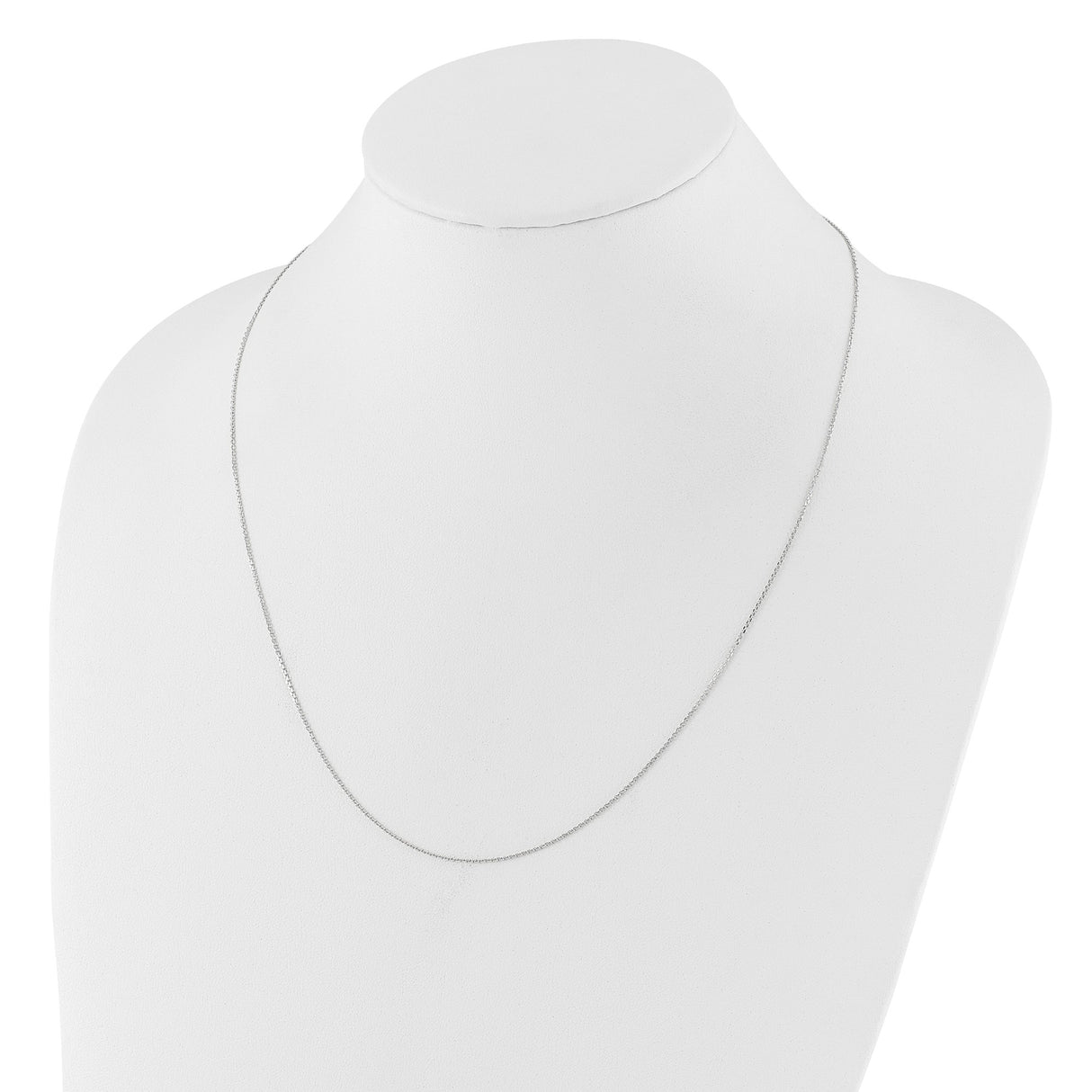 14K White Gold 1.1 mm Polished Chain Necklace detail view