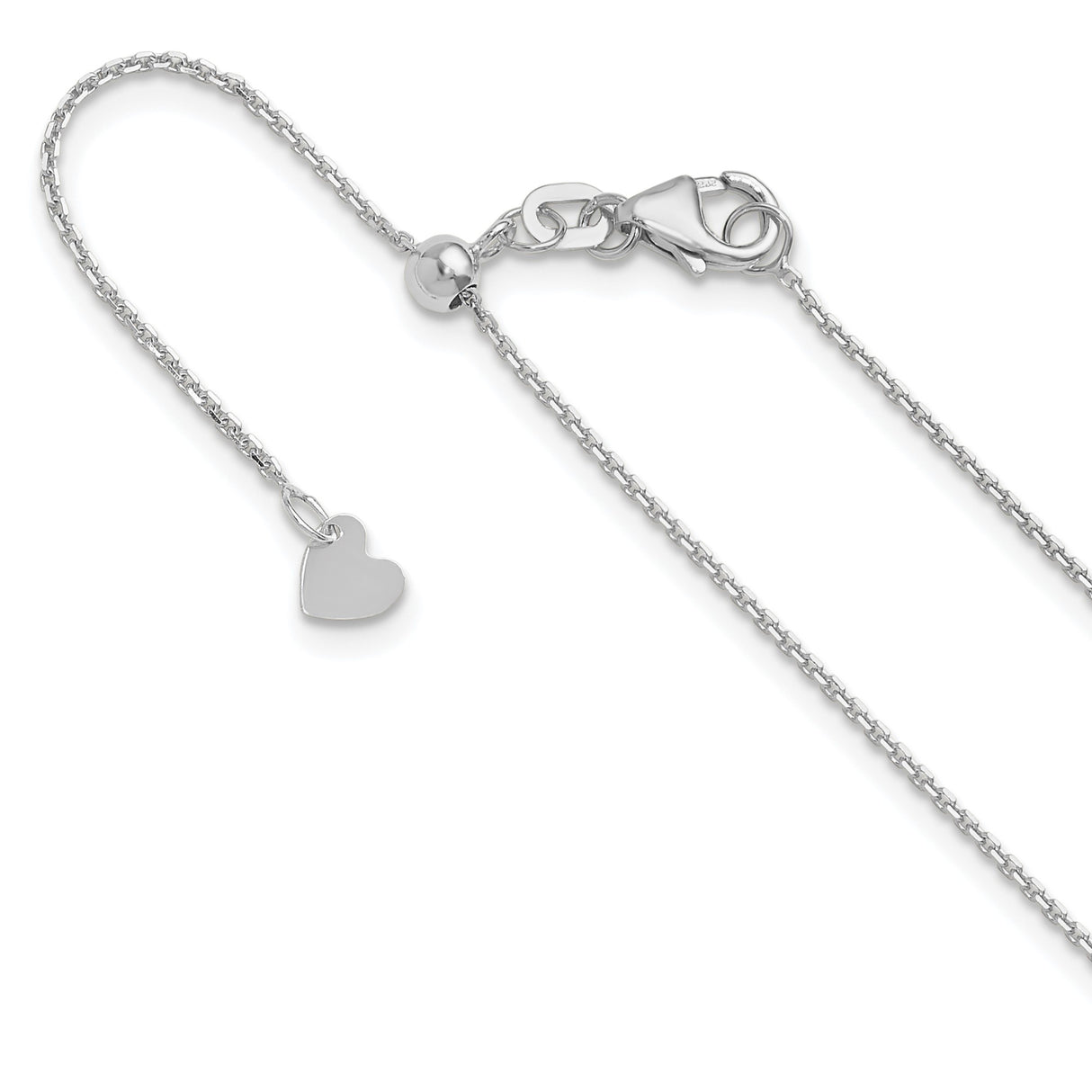 14K White Gold 1.1 mm Polished Chain Necklace detail view