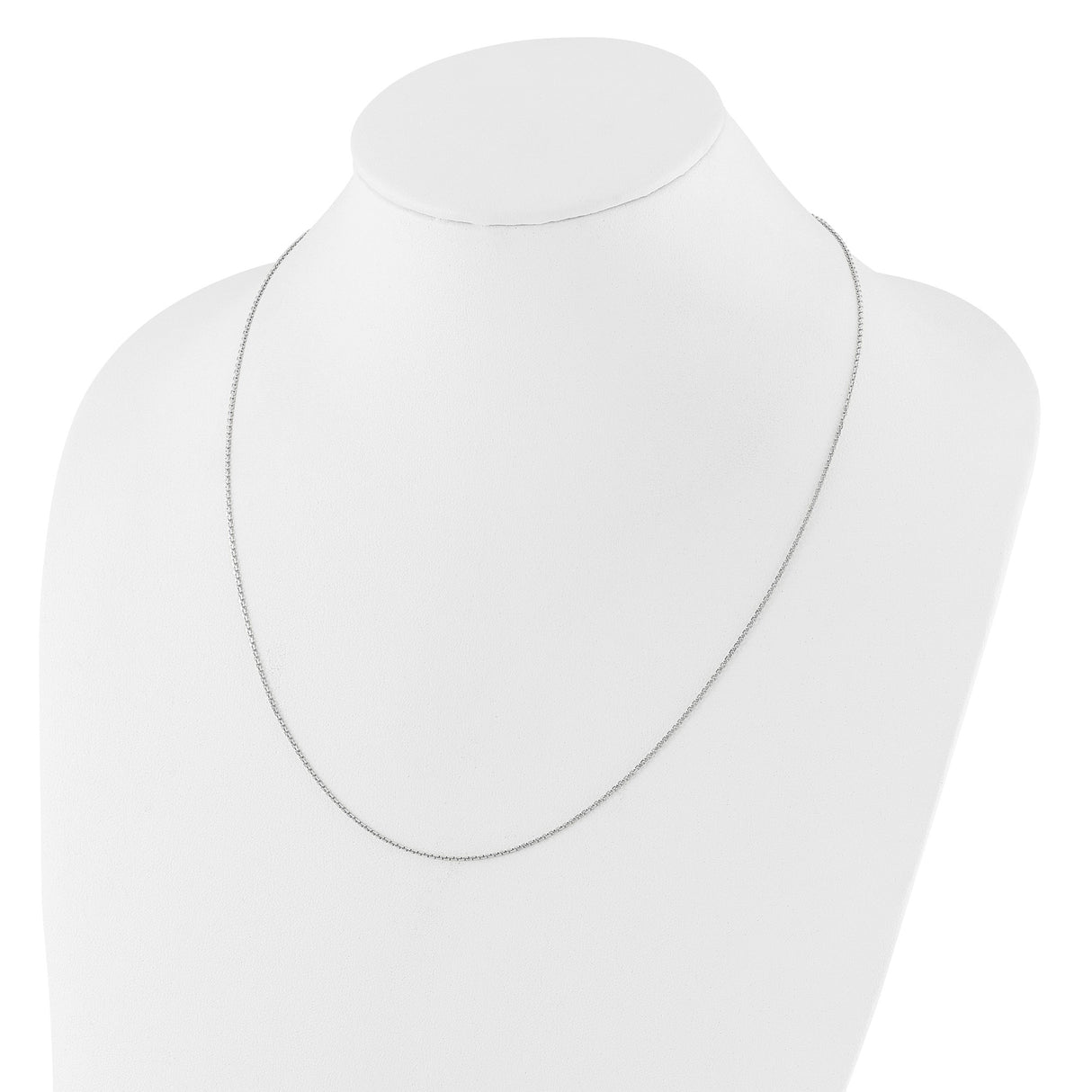 14K White Gold 1.25 mm Polished Chain Necklace detail view
