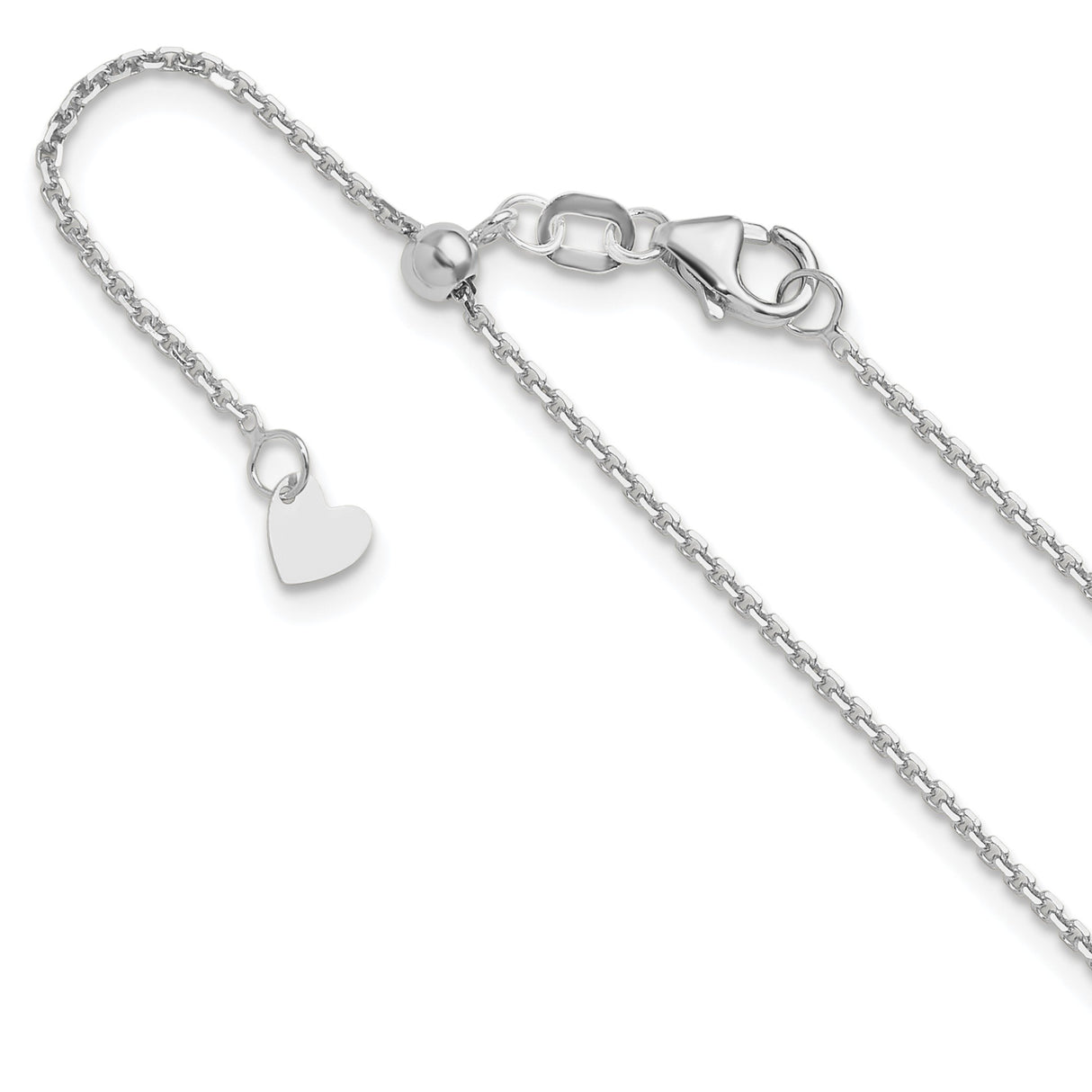 14K White Gold 1.25 mm Polished Chain Necklace detail view