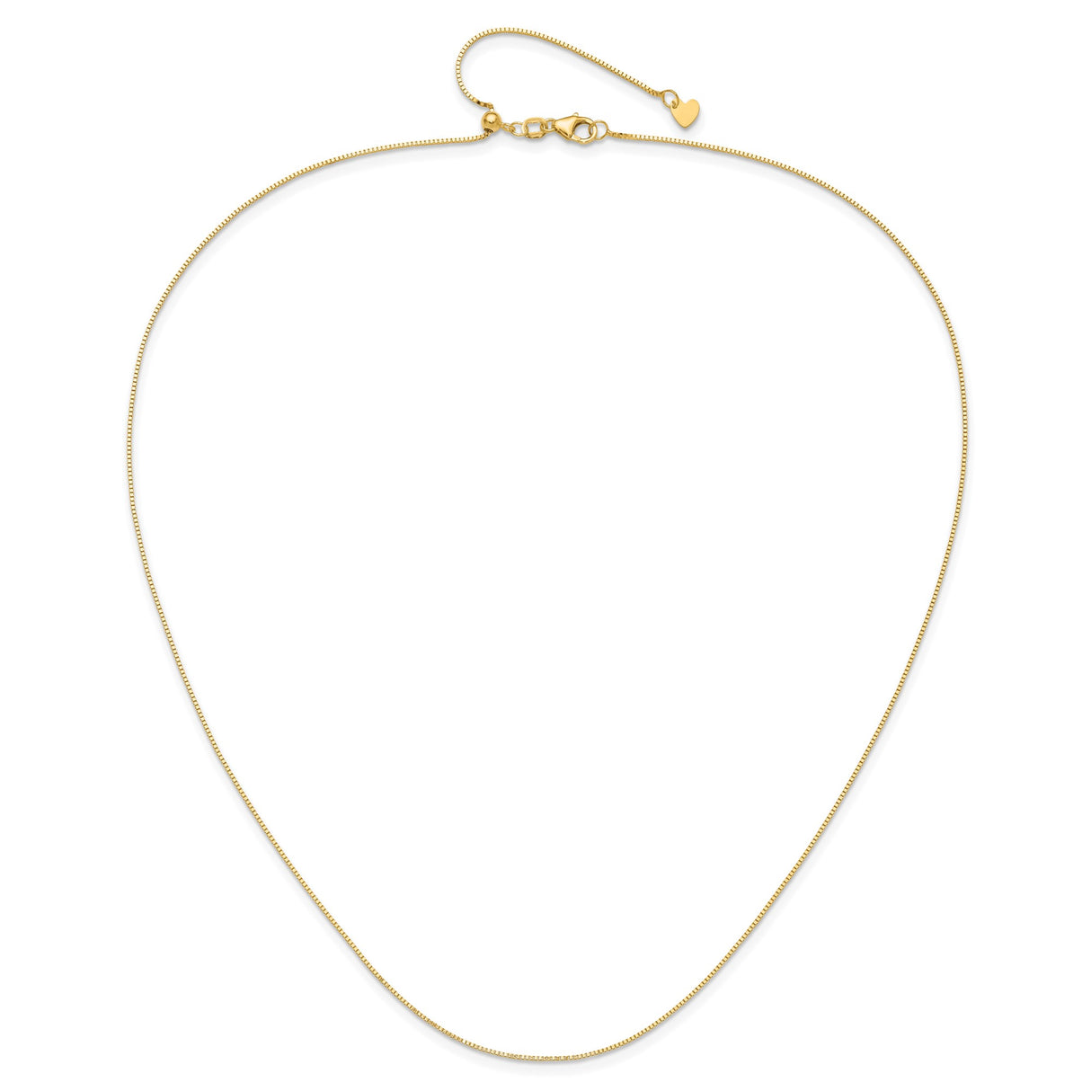 14K Yellow Gold 0.7 mm Box Chain Necklace, Polished alternate angle