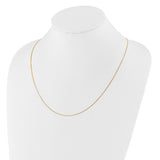 14K Yellow Gold 0.7 mm Box Chain Necklace, Polished detail view