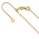 14K Yellow Gold 0.7 mm Box Chain Necklace, Polished detail view