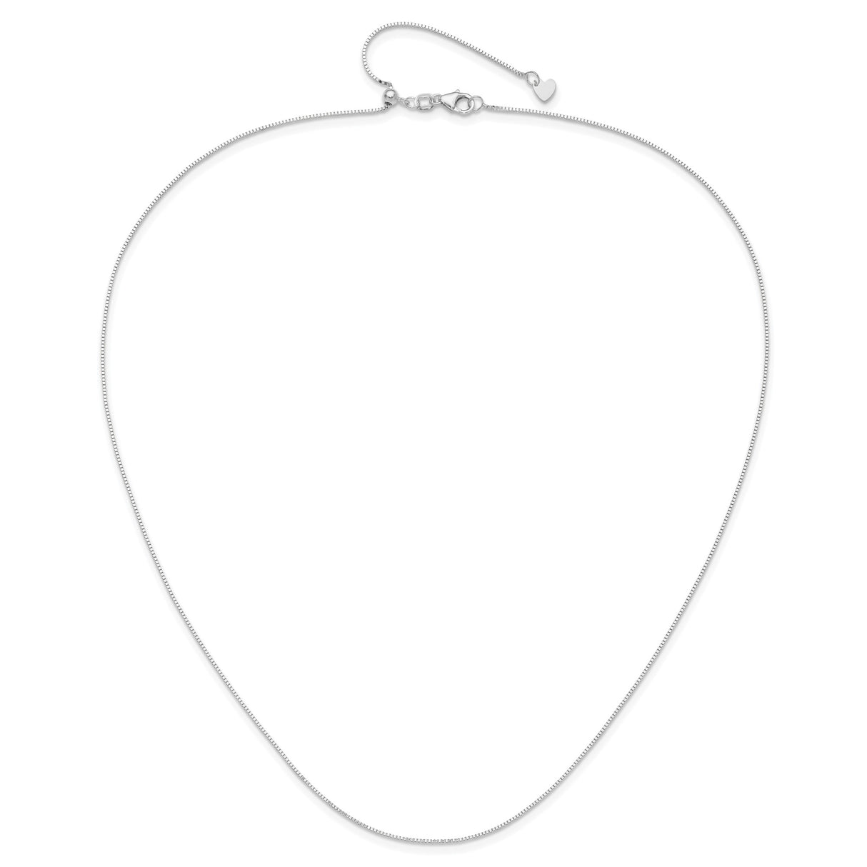 14K White Gold 0.7 mm Box Chain Necklace, Polished alternate angle