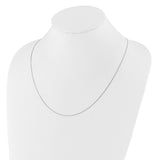 14K White Gold 0.7 mm Box Chain Necklace, Polished detail view