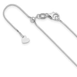 14K White Gold 0.7 mm Box Chain Necklace, Polished detail view