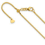 14K Yellow Gold 1.2 mm Box Chain Necklace, Polished detail view