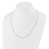 14K White Gold 1.2 mm Box Chain Necklace, Polished detail view