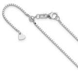 14K White Gold 1.2 mm Box Chain Necklace, Polished detail view