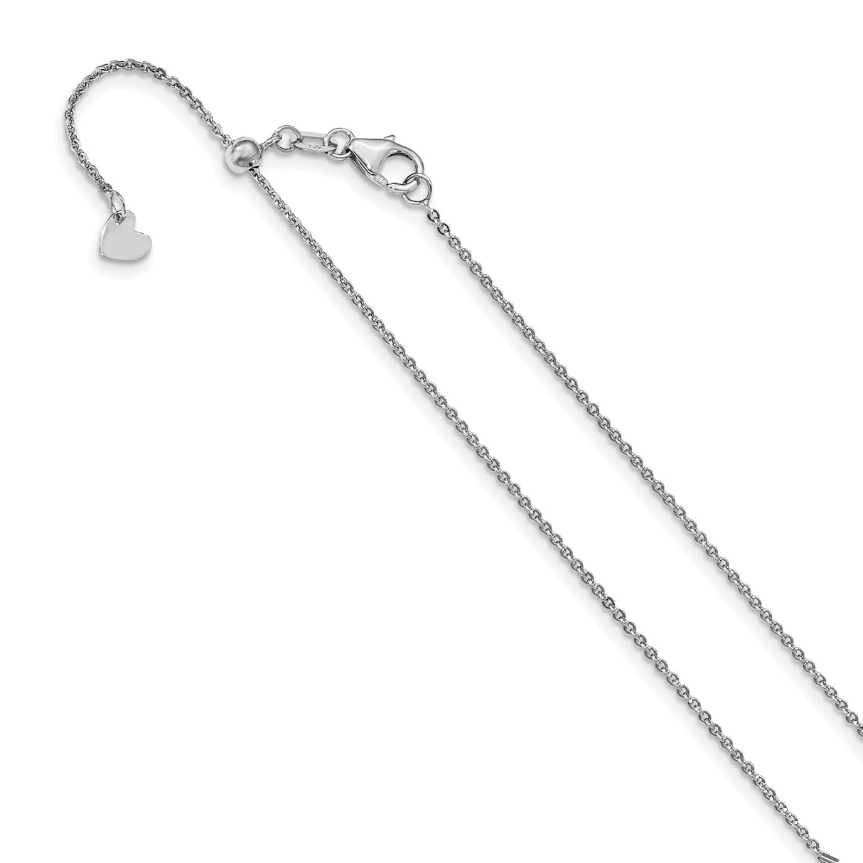 14K White Gold 1.25 mm Polished Chain Necklace detail view