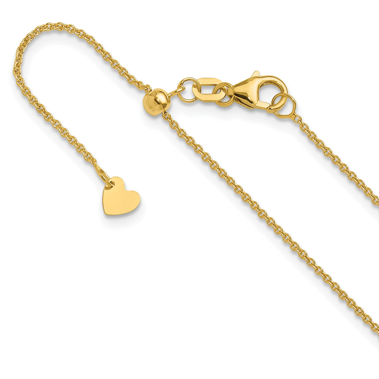 14K Yellow Gold 1.1 mm Polished Chain Necklace detail view