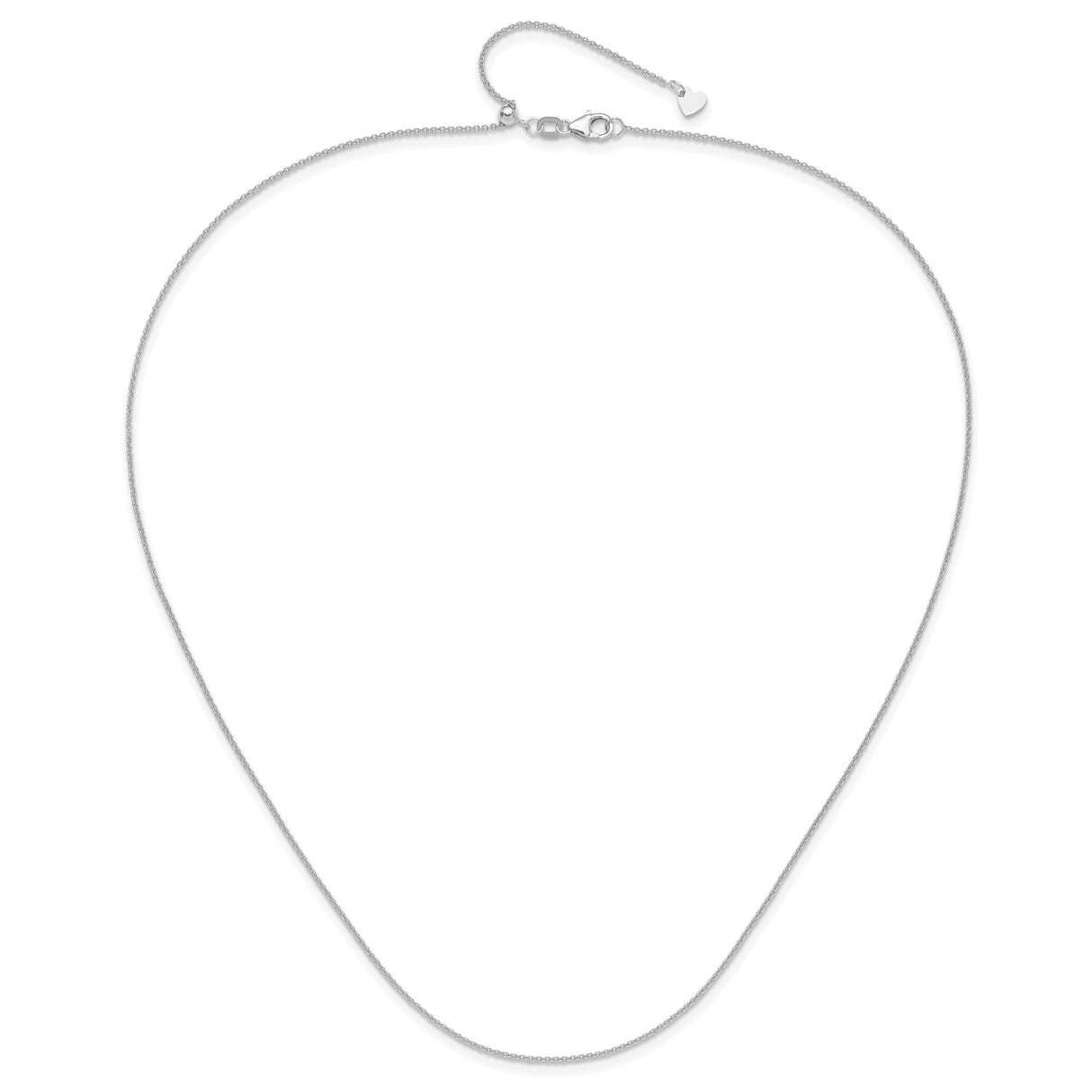 14K White Gold 1.1 mm Polished Chain Necklace alternate angle