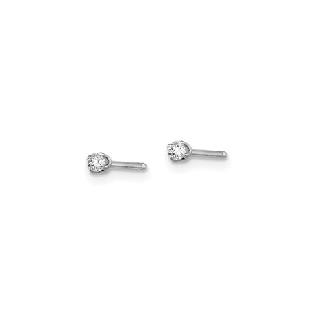 14k White Gold Single Stud Earring with Round Cut Diamond, Solitaire Minimalist Design