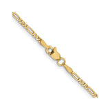 14K Yellow Gold 1.8 mm Figaro Chain Necklace, Polished alternate angle