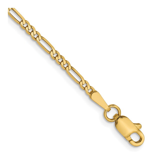 14K Yellow Gold 1.8 mm Figaro Chain Bracelet, Polished