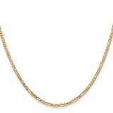 14K Yellow Gold 2.25 mm Figaro Chain Necklace, Polished