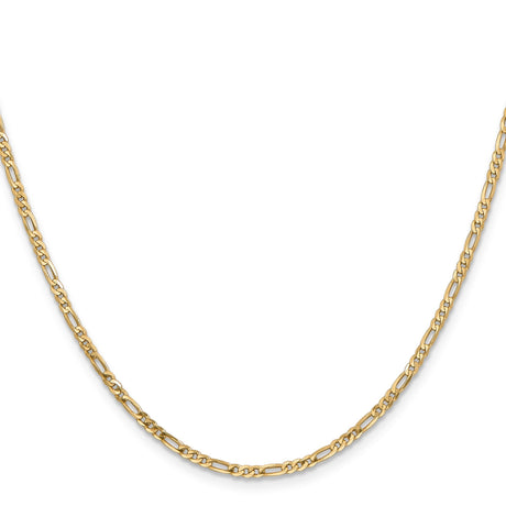 14K Yellow Gold 2.25 mm Figaro Chain Necklace, Polished