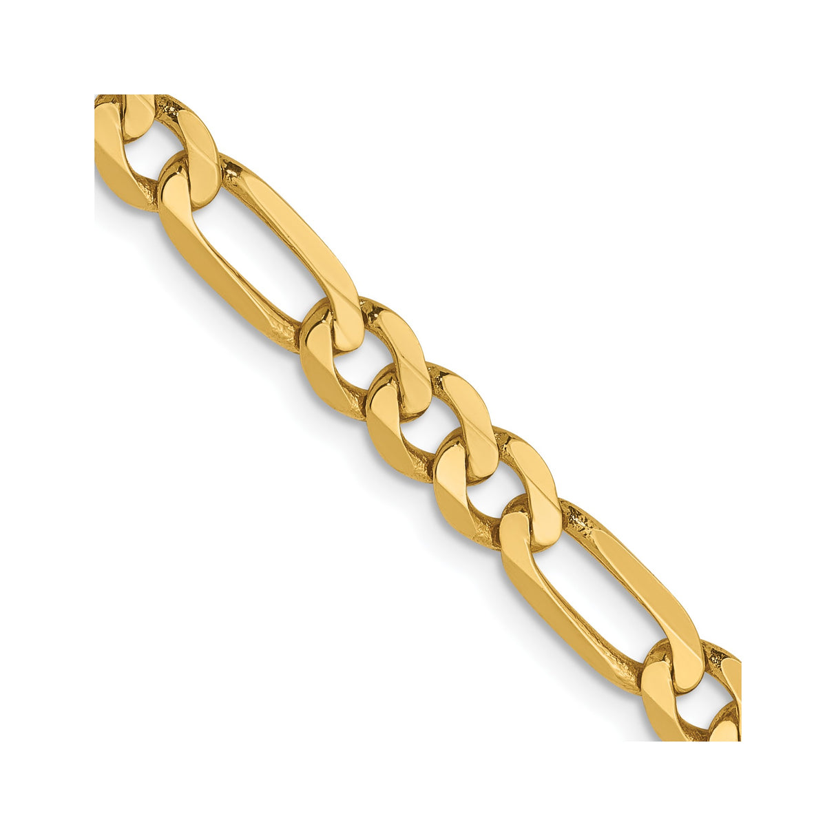 14K Yellow Gold 5 mm Figaro Chain Necklace, Polished detail view