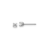 14k White Gold Solitaire Stud Earrings with Cubic Zirconia in Classic Four Prong Setting