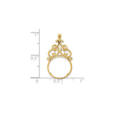 13 mm 14k Yellow Gold coin bezel for 13 mm Coin — size reference (ruler)