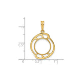 13 mm 14k Yellow Gold coin bezel for 13 mm Coin — size reference (ruler)