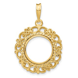 13 mm 14k Yellow Gold coin bezel for 13 mm Coin