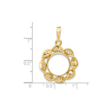 13 mm 14k Yellow Gold coin bezel for 13 mm Coin — size reference (ruler)