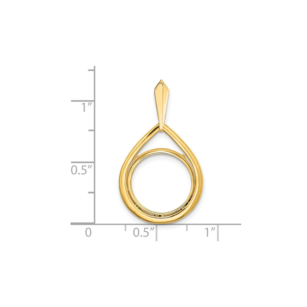 13 mm 14k Yellow Gold coin bezel for 13 mm Coin — size reference (ruler)