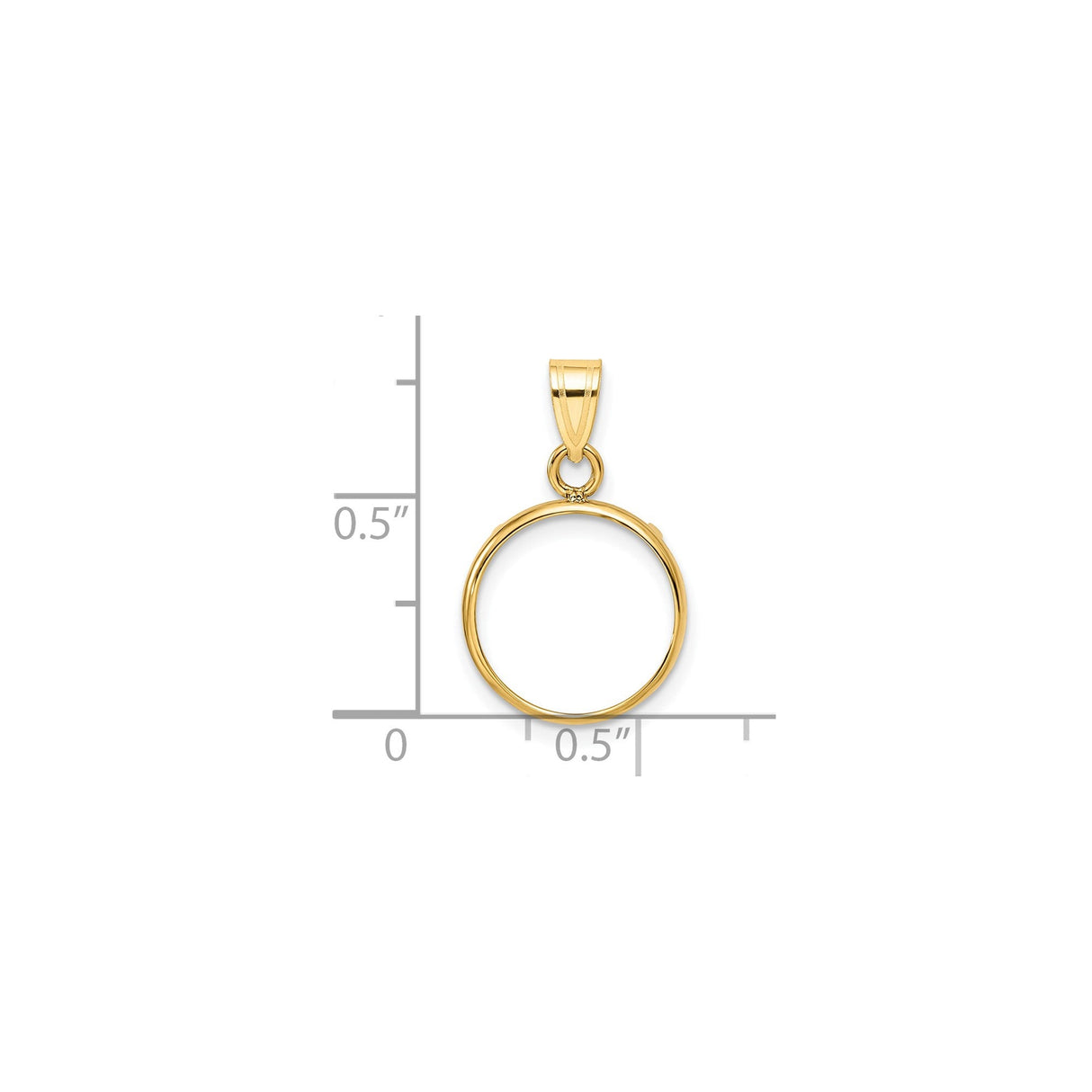 13 mm 14k Yellow Gold coin bezel for 13 mm Coin — size reference (ruler)