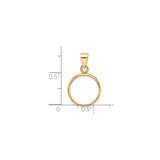 13 mm 14k Yellow Gold coin bezel for 13 mm Coin — size reference (ruler)