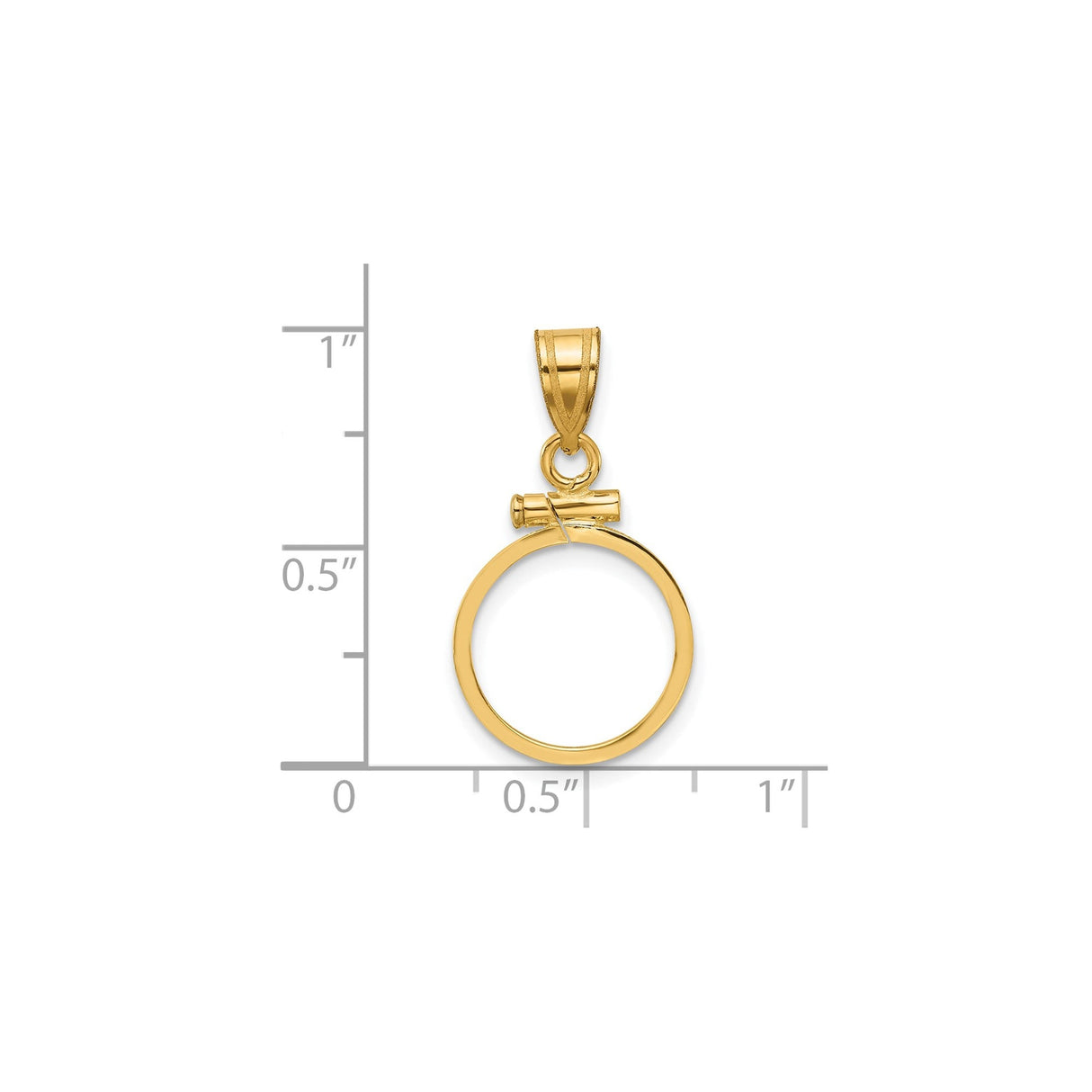 13 mm 14k Yellow Gold coin bezel for 13 mm Coin — size reference (ruler)