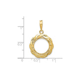 13 mm 14k Yellow Gold coin bezel for 13 mm Coin — size reference (ruler)