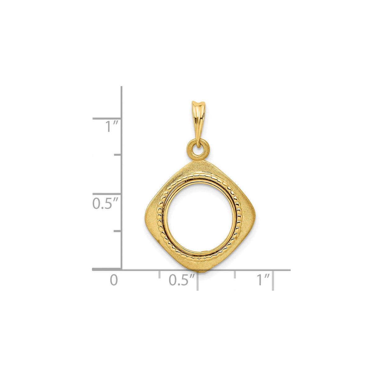 13 mm 14k Yellow Gold coin bezel for 13 mm Coin — size reference (ruler)