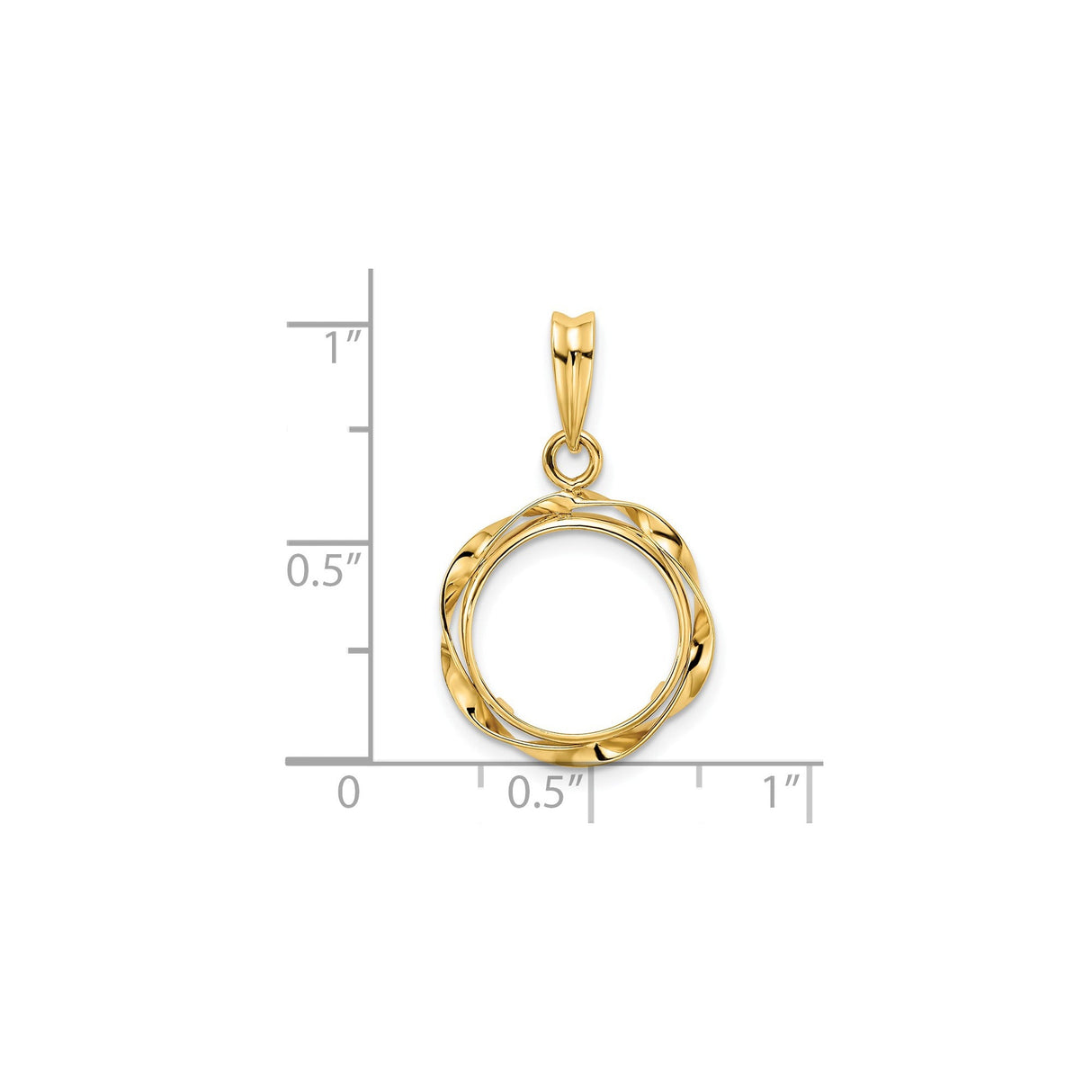 13 mm 14k Yellow Gold coin bezel for 13 mm Coin — size reference (ruler)