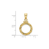 13 mm 14k Yellow Gold coin bezel for 13 mm Coin — size reference (ruler)