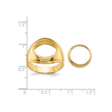 13 mm 14k Yellow Gold coin bezel for 13 mm Coin — size reference (ruler)