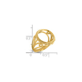 13 mm 14k Yellow Gold coin bezel for 13 mm Coin — size reference (ruler)