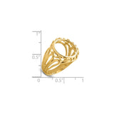 13 mm 14k Yellow Gold coin bezel for 13 mm Coin — size reference (ruler)