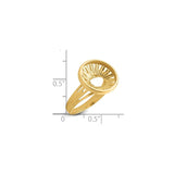 13 mm 14k Yellow Gold coin bezel for 13 mm Coin — size reference (ruler)