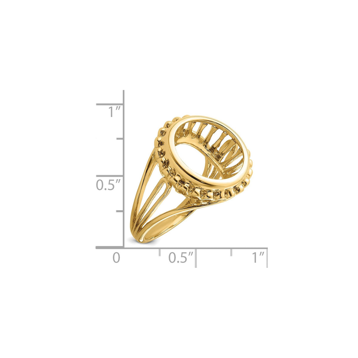 13 mm 14k Yellow Gold coin bezel for 13 mm Coin — size reference (ruler)