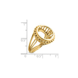 13 mm 14k Yellow Gold coin bezel for 13 mm Coin — size reference (ruler)