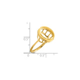 13 mm 14k Yellow Gold coin bezel for 13 mm Coin — size reference (ruler)