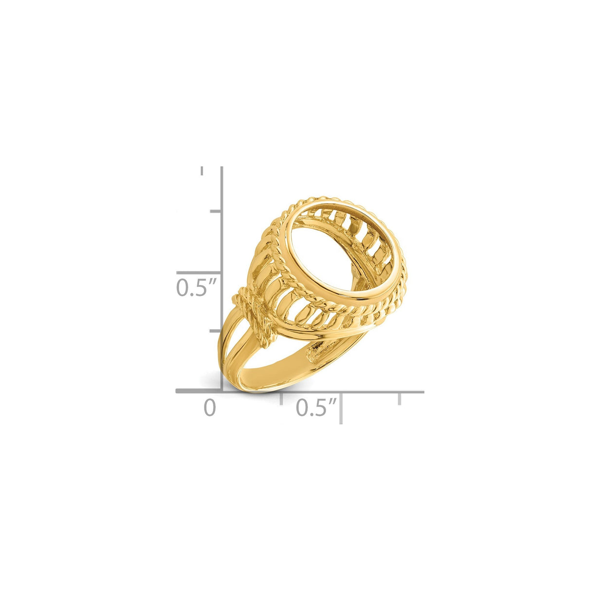 13 mm 14k Yellow Gold coin bezel for 13 mm Coin — size reference (ruler)
