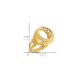 13 mm 14k Yellow Gold coin bezel for 13 mm Coin — size reference (ruler)