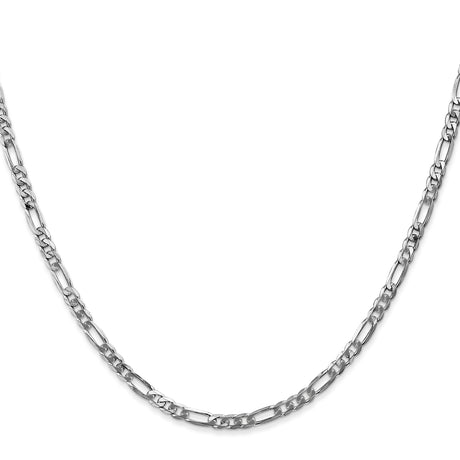 14K White Gold 3 mm Figaro Chain Necklace, Polished