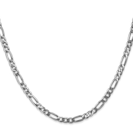 14K White Gold 4 mm Figaro Chain Necklace, Polished